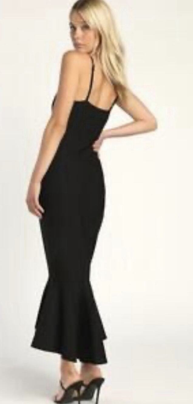 NWT Lulus Stun Like Me Black Bodycon Trumpet Hem Midi Dress Mermaid Size XL #92